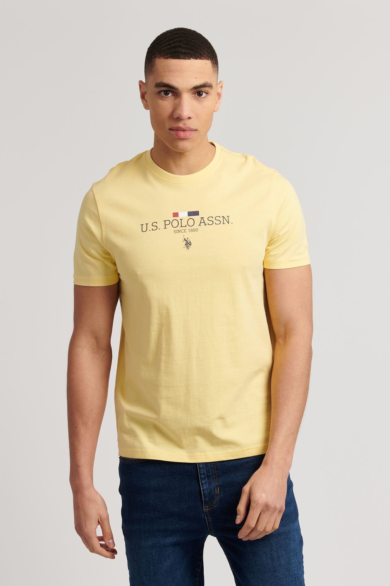 U.S. Polo Assn. Mens Stacked Heritage T-Shirt in Popcorn