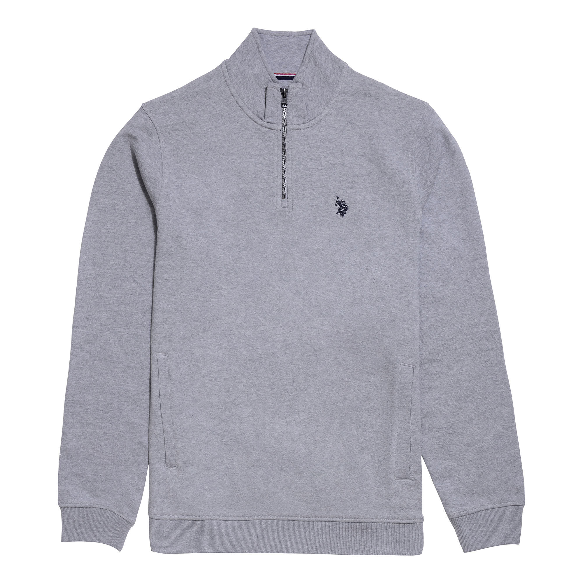 Mens Funnel Neck Quarter Zip Sweatshirt in Vintage Grey Heather