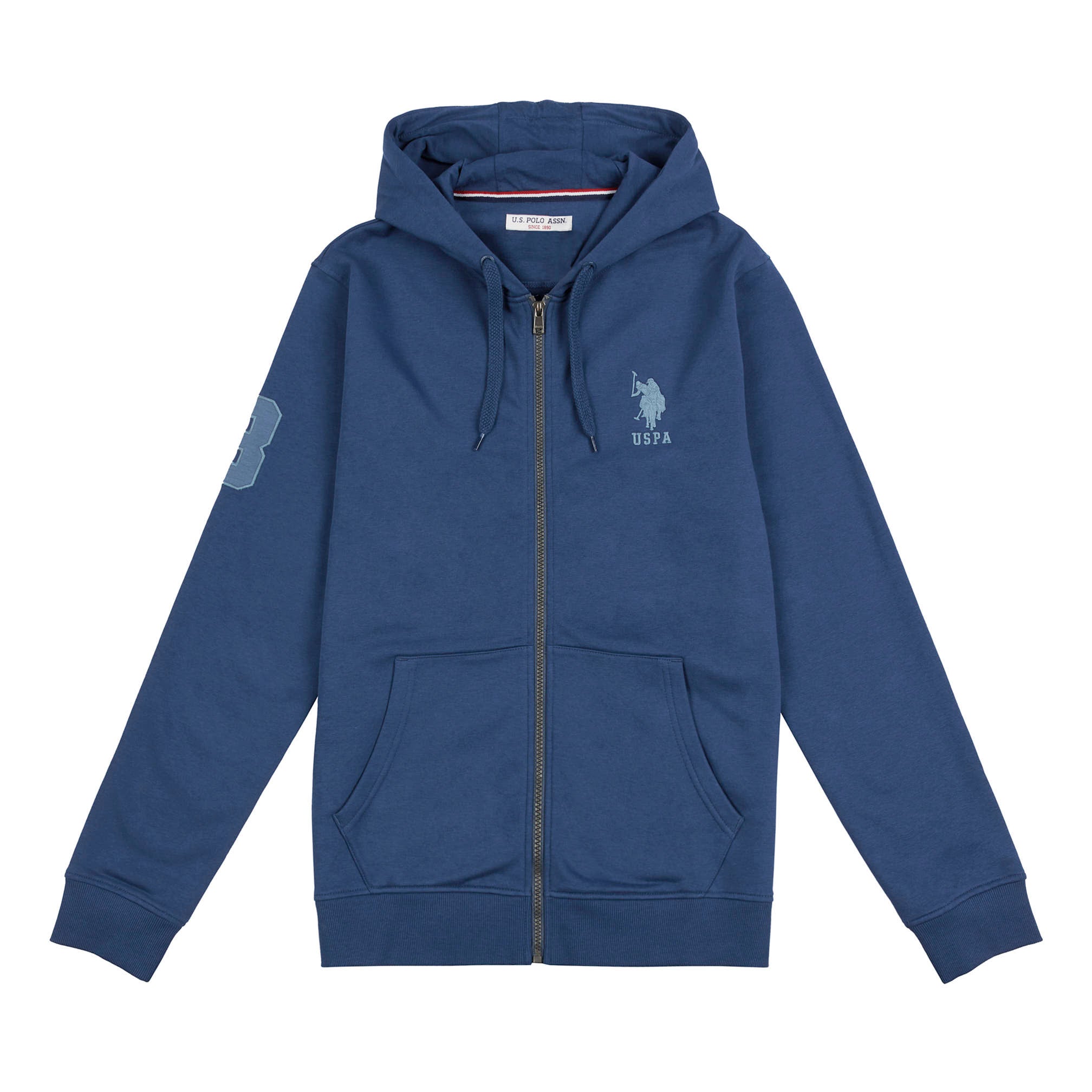 Mens Player 3 Zip-Through Hoodie in Dark Denim