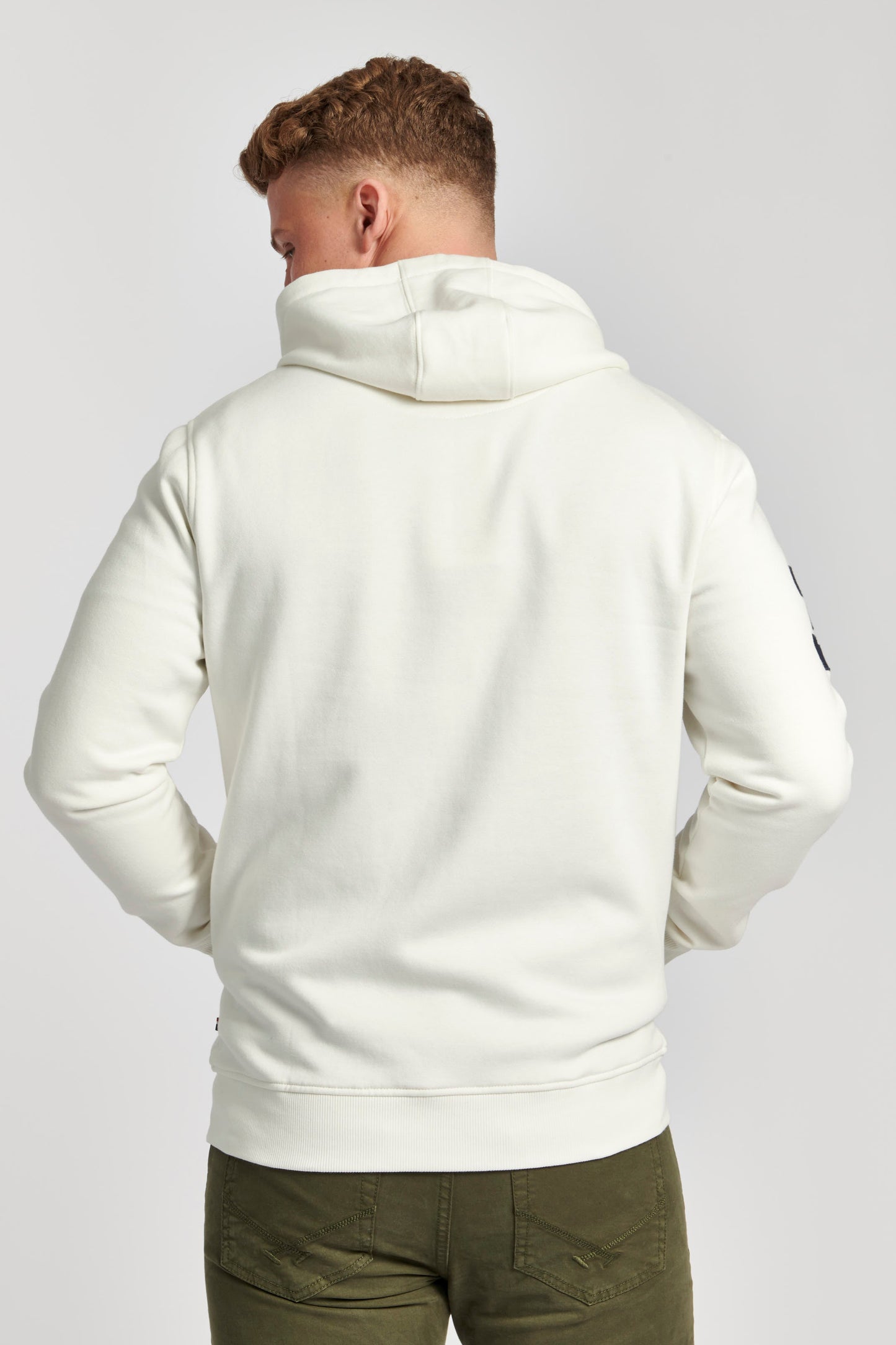 Mens Player 3 Zip-Through Hoodie in Marshmallow