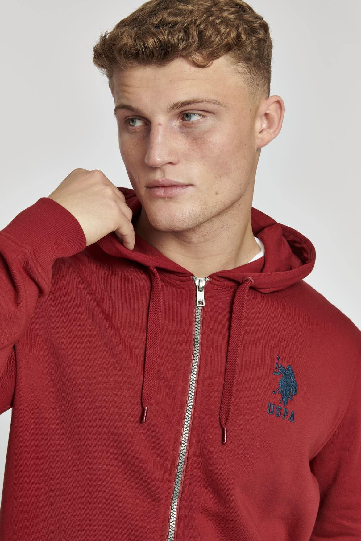 Mens Player 3 Zip-Through Hoodie in Biking Red