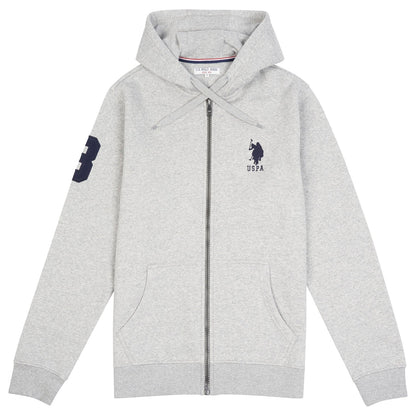 Mens Player 3 Zip-Through Hoodie in Vintage Grey Heather