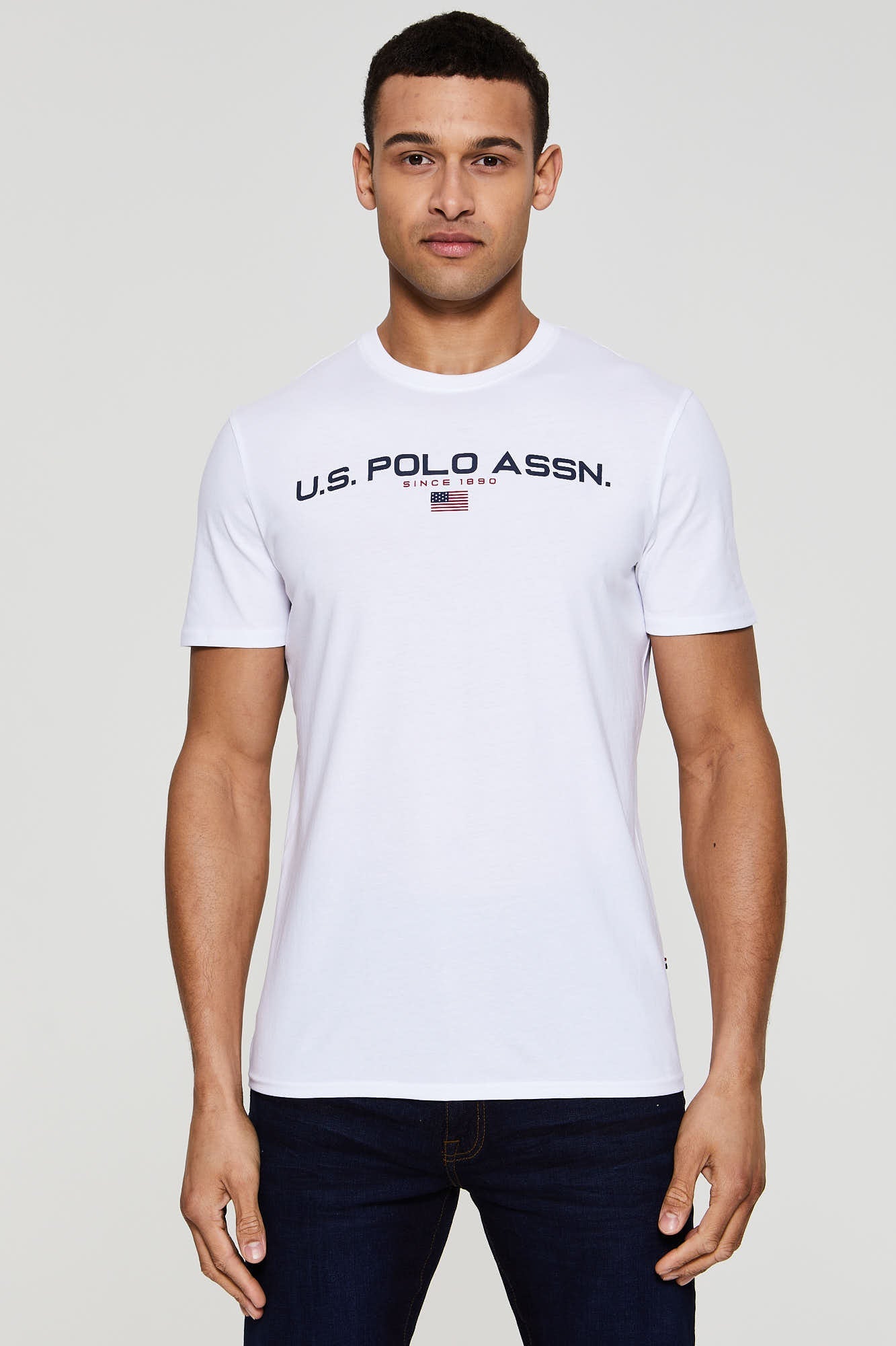 U.S. Polo Assn. Mens Block Flag Graphic T-Shirt in Bright White