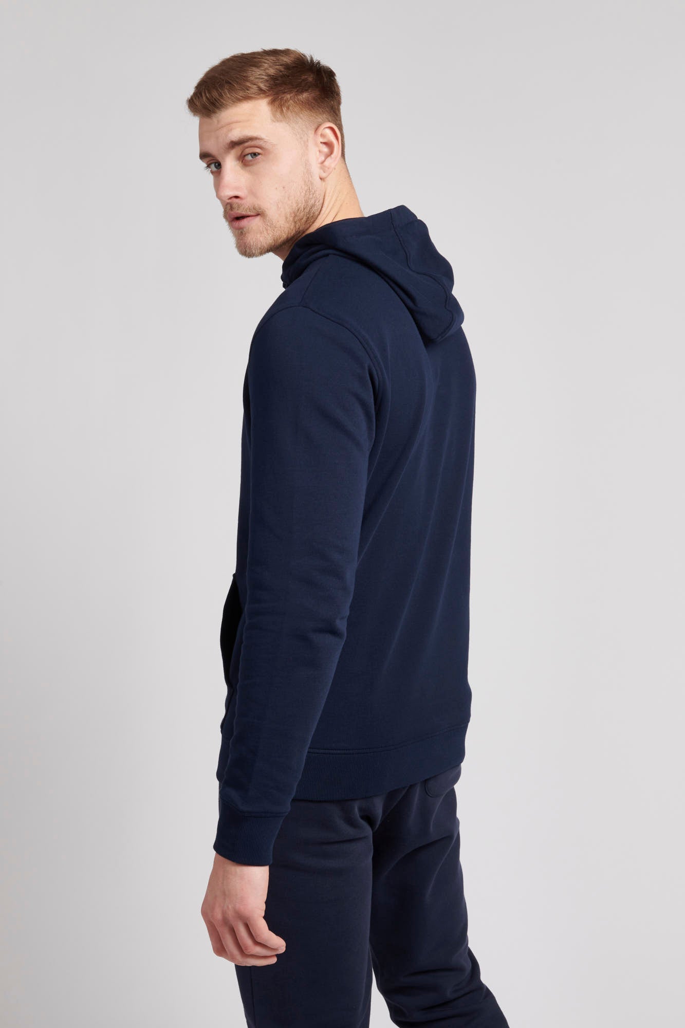 Mens Block Flag Graphic Hoodie in Navy Blue