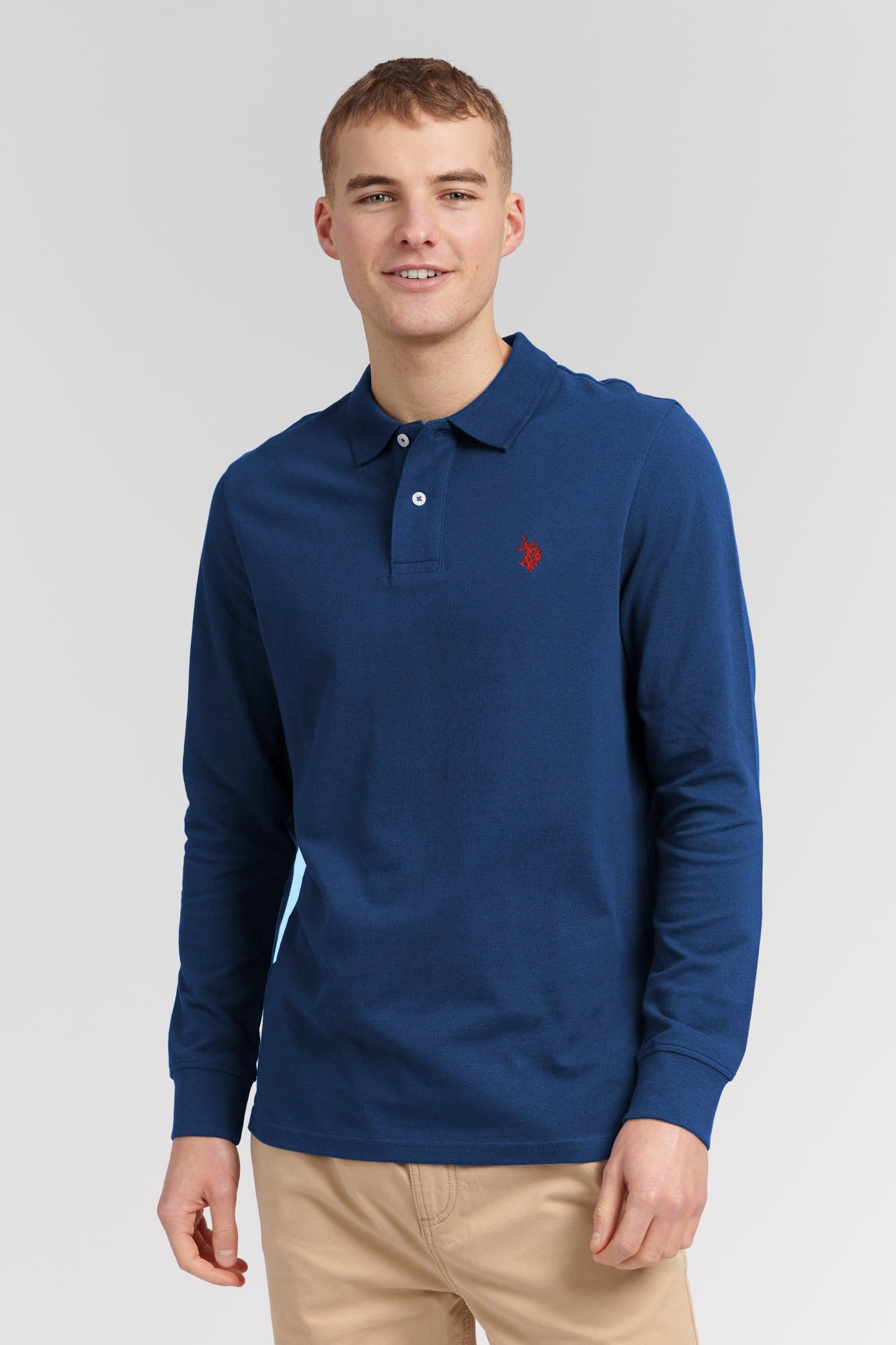 U.S. Polo Assn. Mens Long-Sleeve Polo Shirt in Insignia Blue