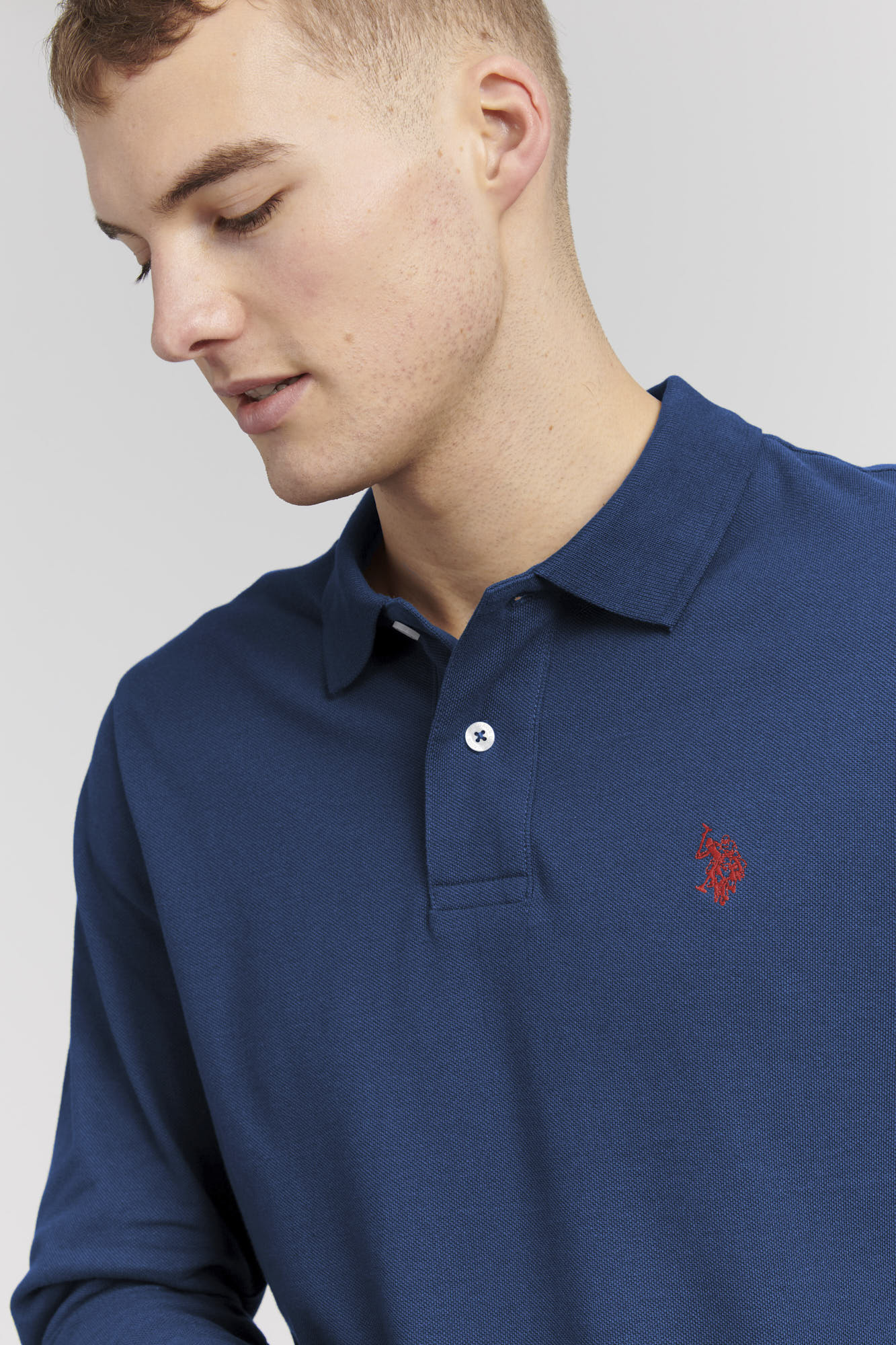 Mens Long-Sleeve Polo Shirt in Insignia Blue