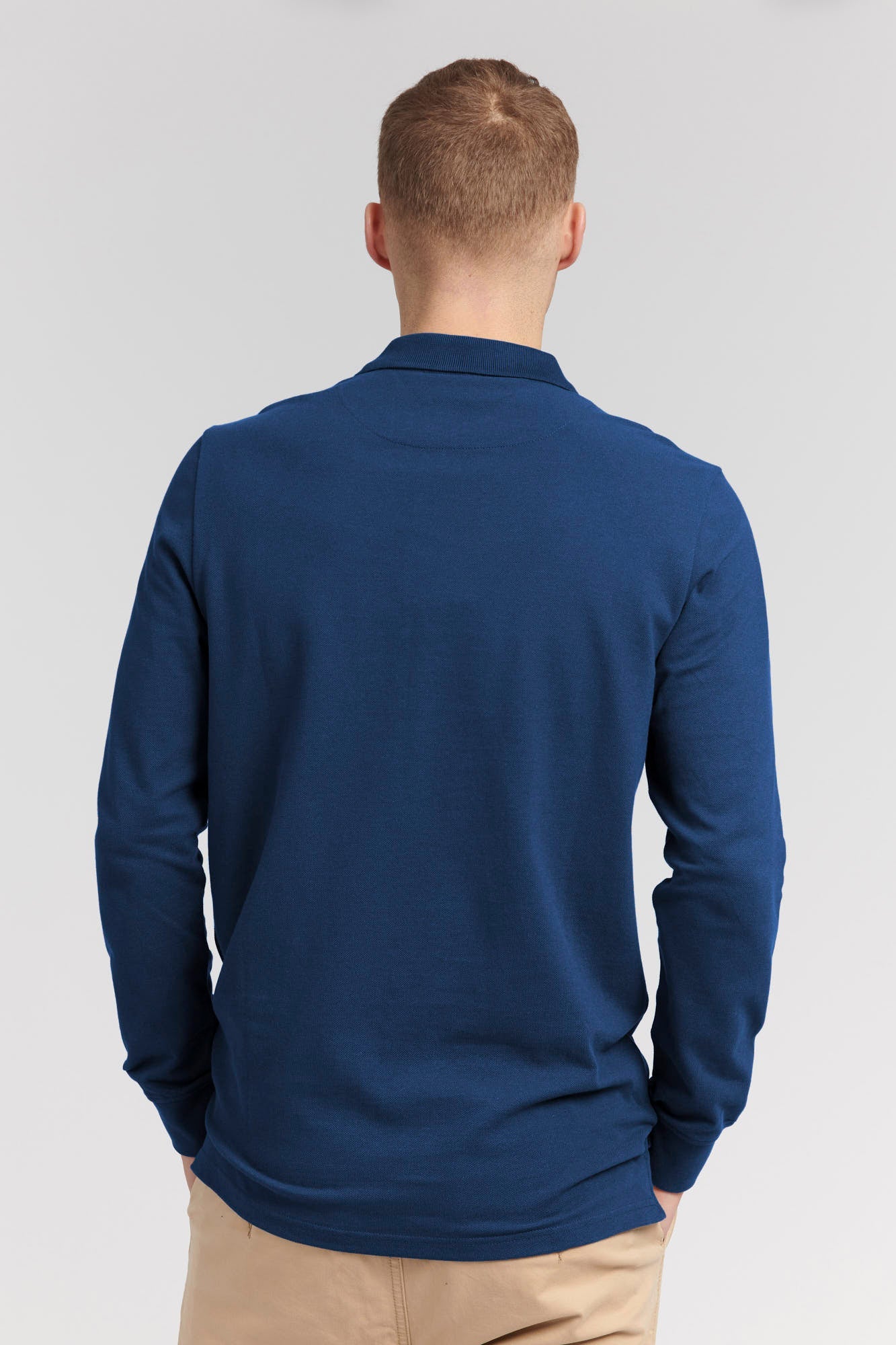 Mens Long-Sleeve Polo Shirt in Insignia Blue