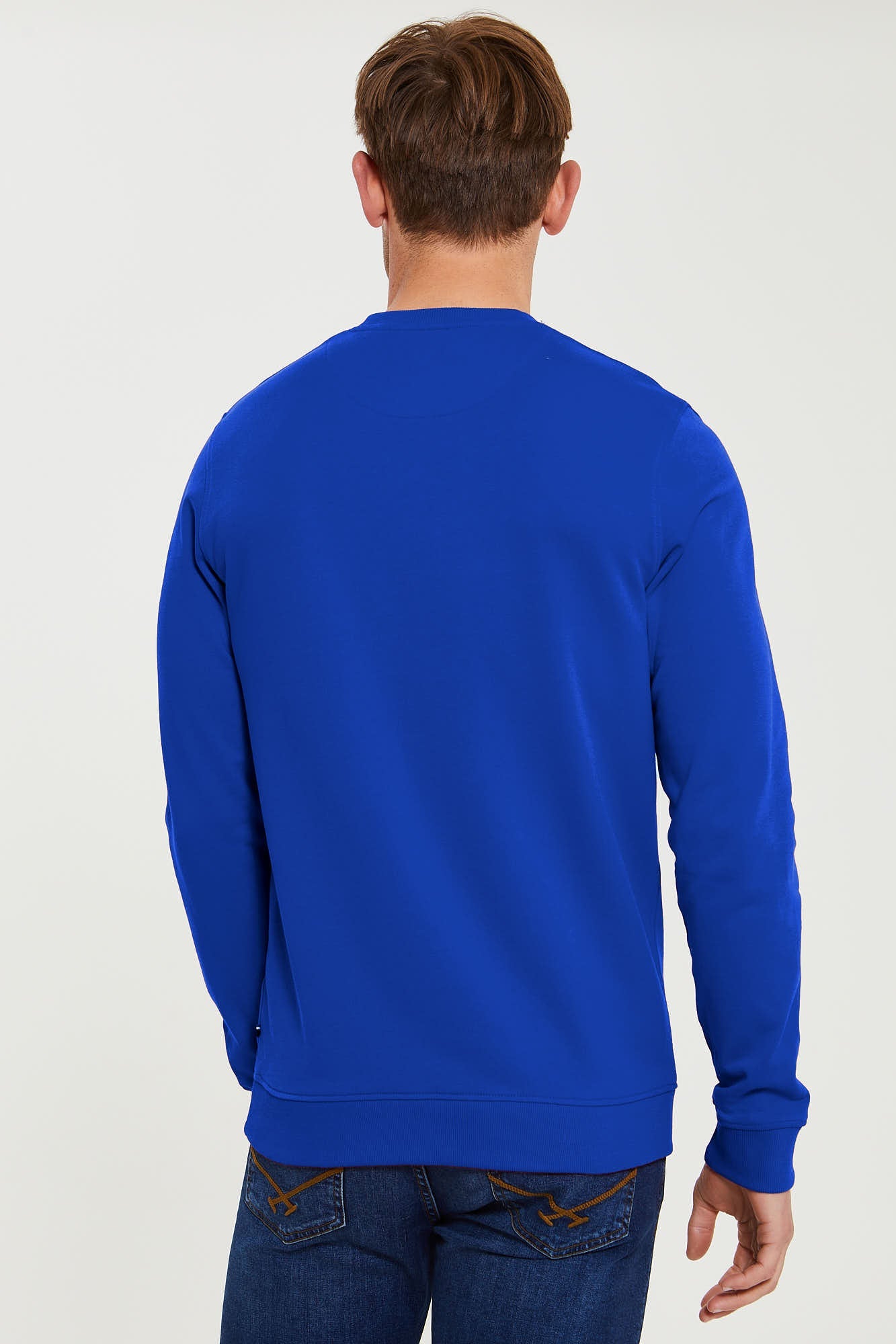 Mens Block Flag Graphic Crew Neck Sweatshirt in Classic Blue