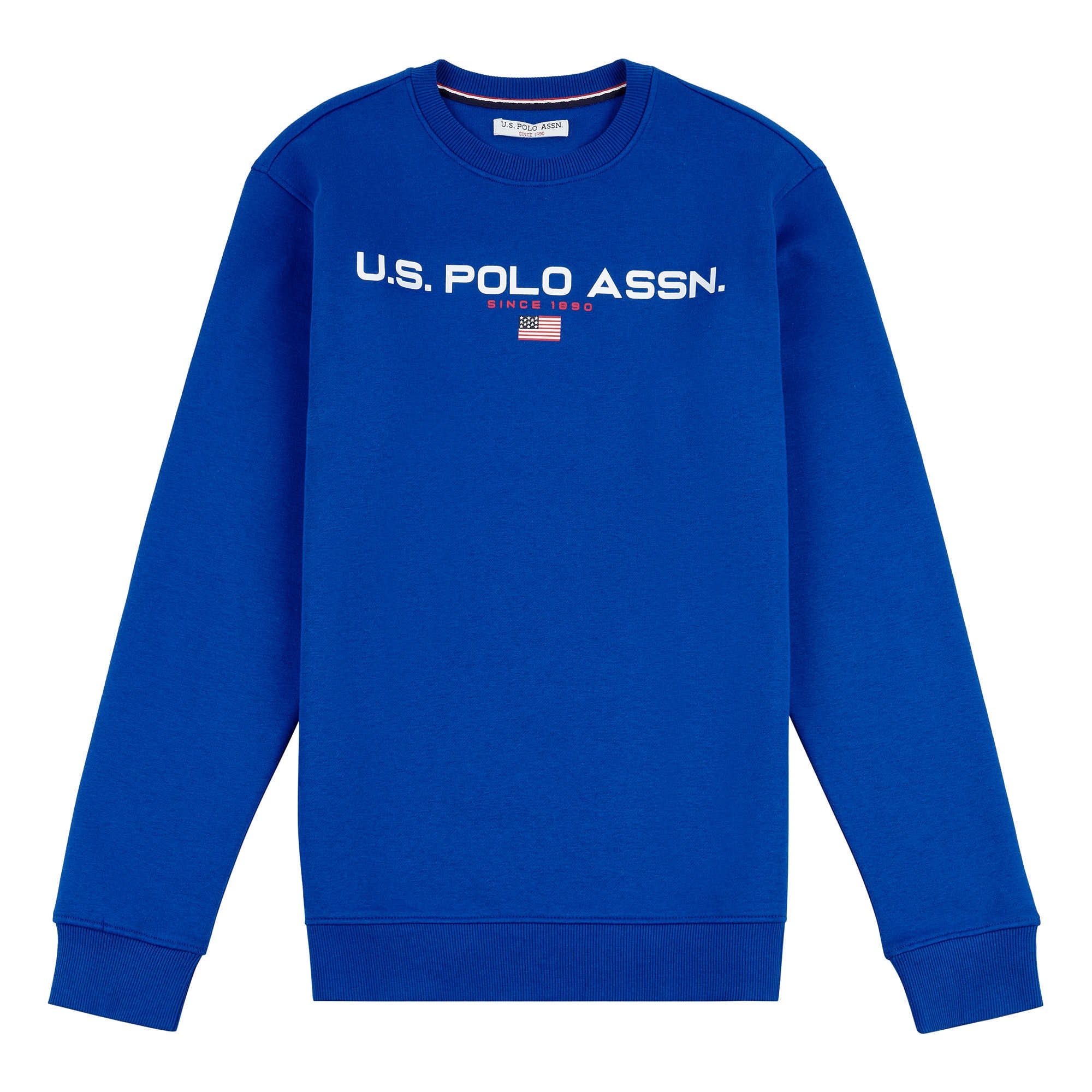 Mens Block Flag Graphic Crew Neck Sweatshirt in Classic Blue