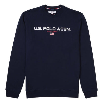 Mens Block Flag Graphic Crew Neck Sweatshirt in Navy Blue