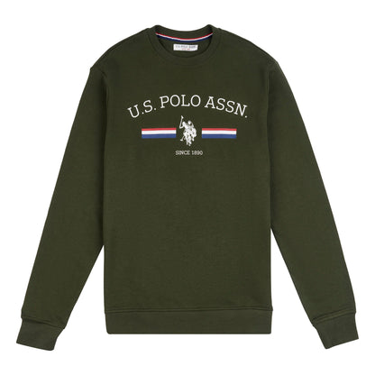 Mens Rider Crew Neck Sweatshirt in Army Green