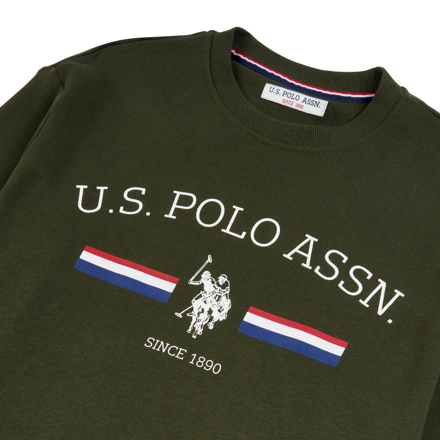 Mens Rider Crew Neck Sweatshirt in Army Green