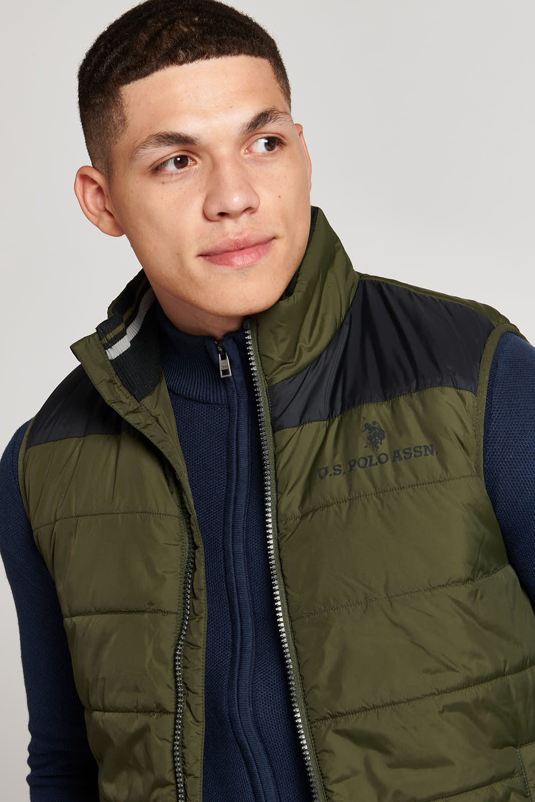 Mens Block Gilet in Forest Night