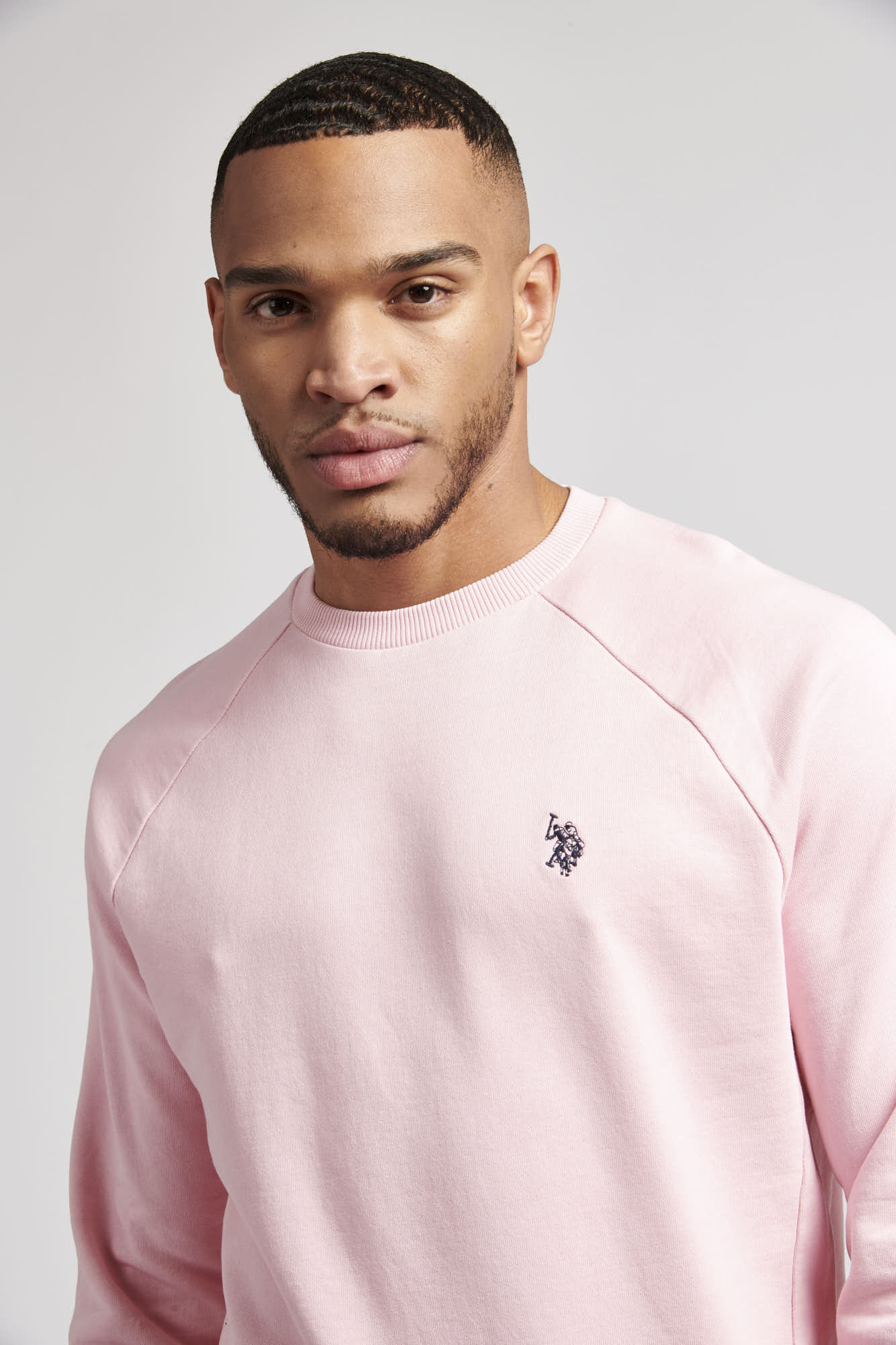 Mens Raglan Crew Neck Sweatshirt in Orchid Pink