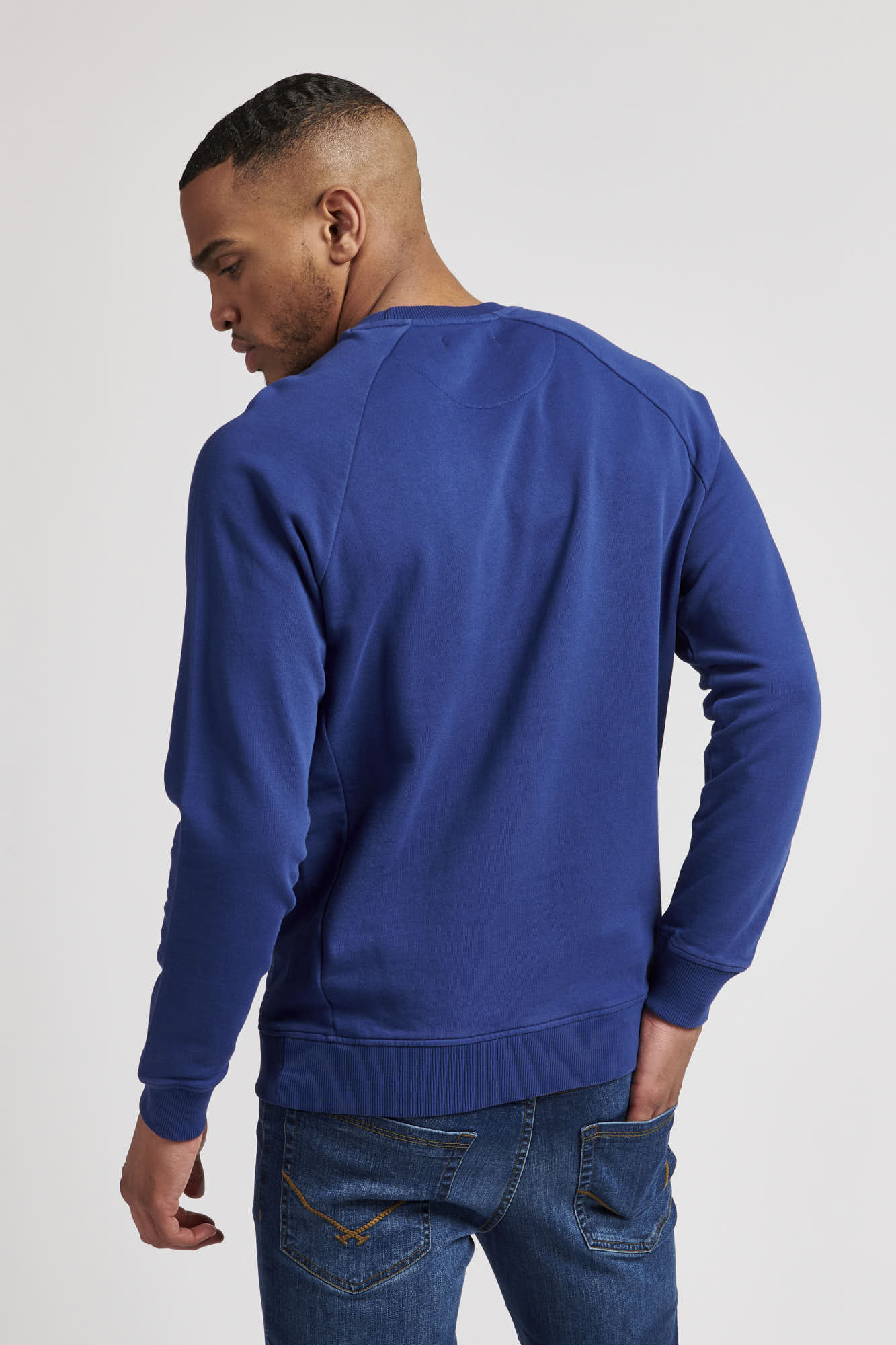 Mens Raglan Crew Neck Sweatshirt in Blue Print