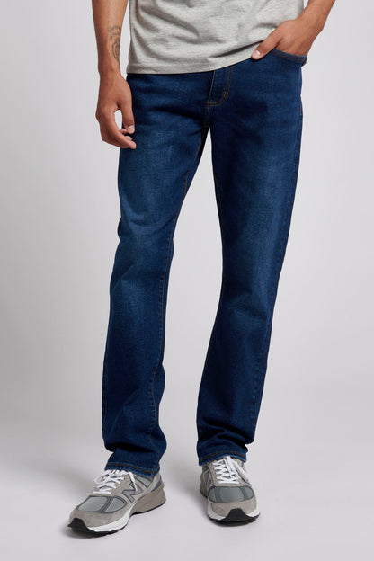 Mens 5 Pocket Regular Fit Denim Jeans in Dark Wash