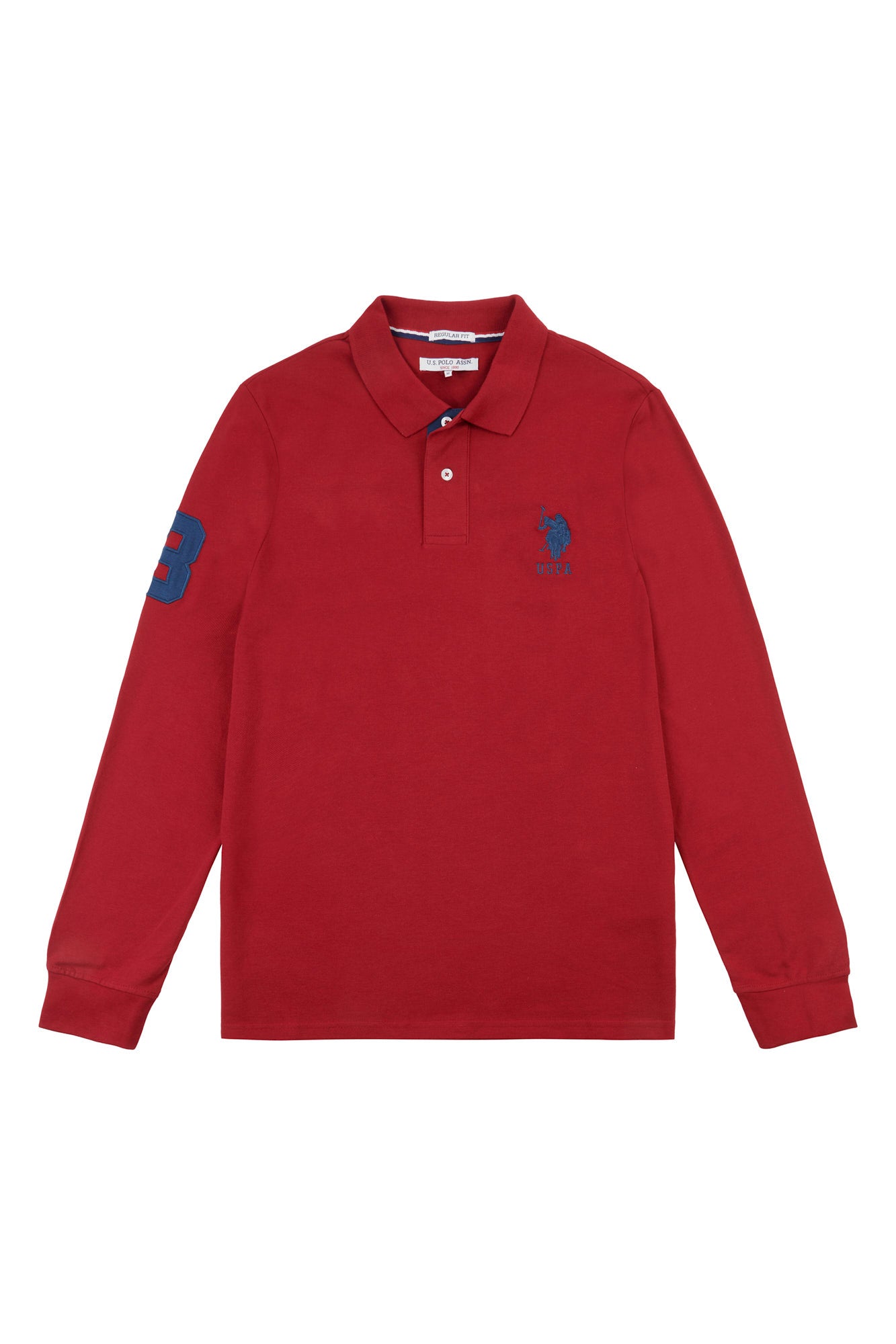 Mens Player 3 Long Sleeve Polo Shirt in Biking Red