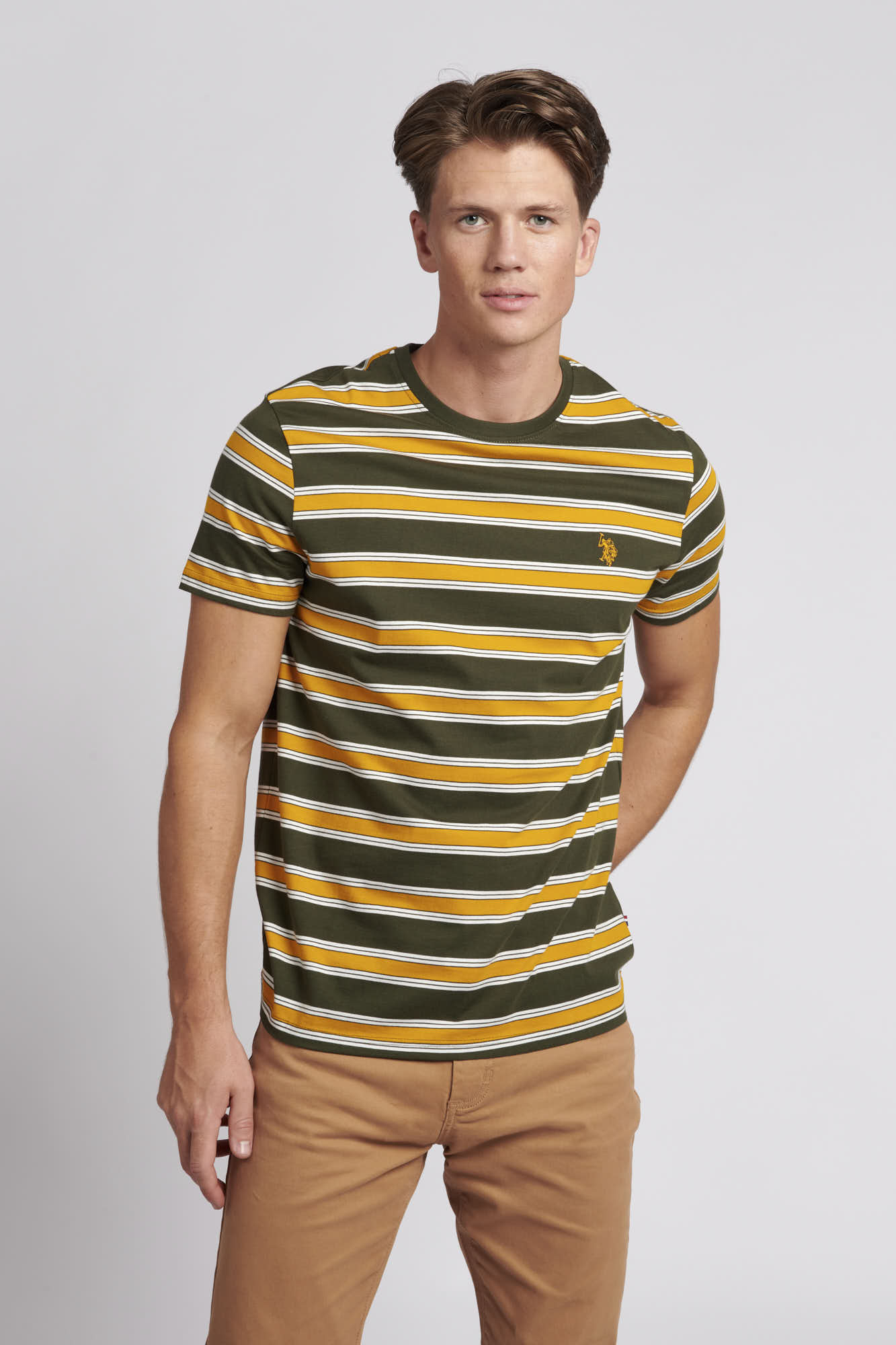 U.S. Polo Assn. Mens Vintage Stripe T-Shirt in Forest Night