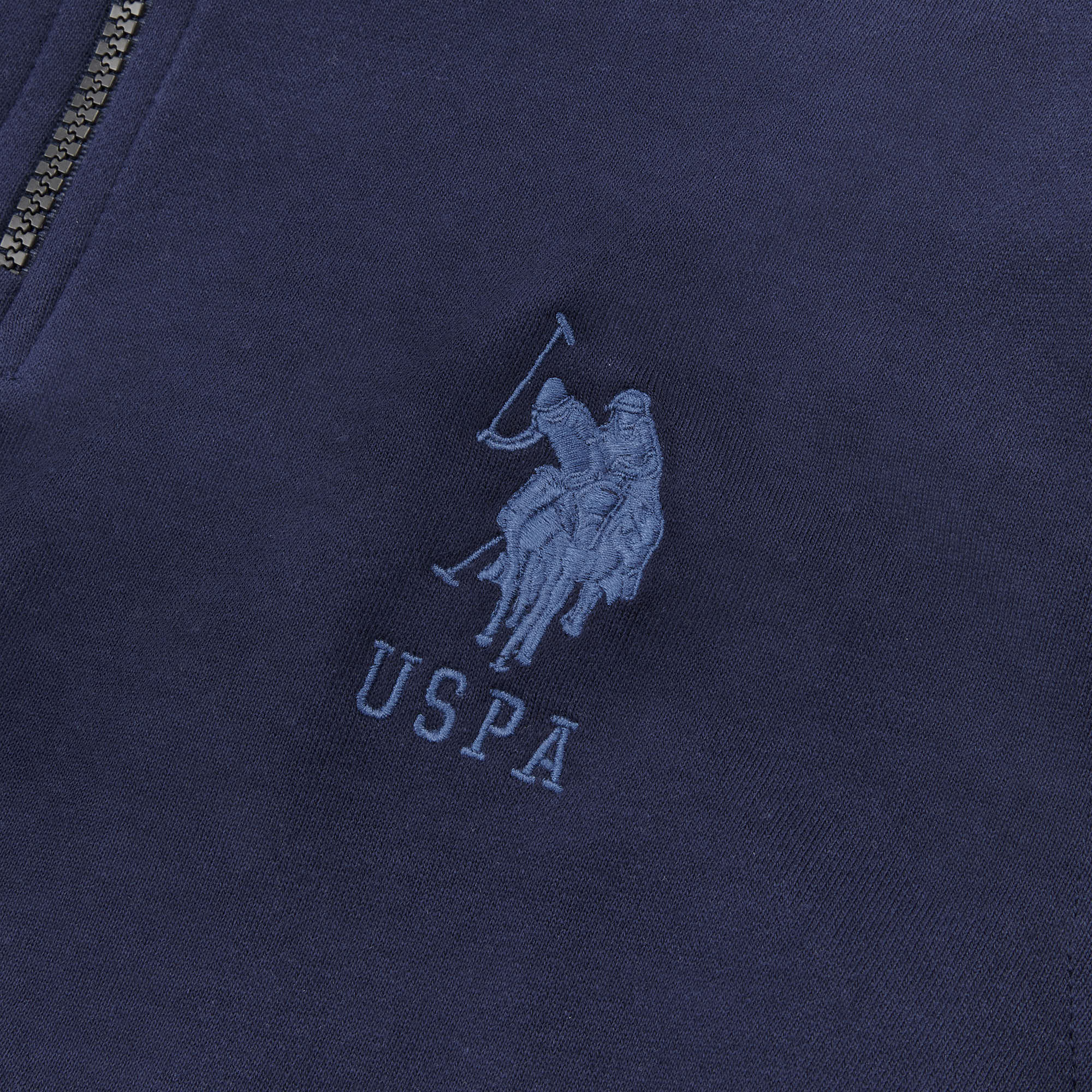 Mens Quarter Zip Funnel Neck Sweatshirt in Navy Blue