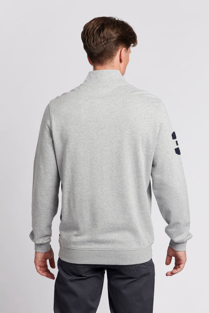 Mens Quarter Zip Funnel Neck Sweatshirt in Vintage Grey Heather