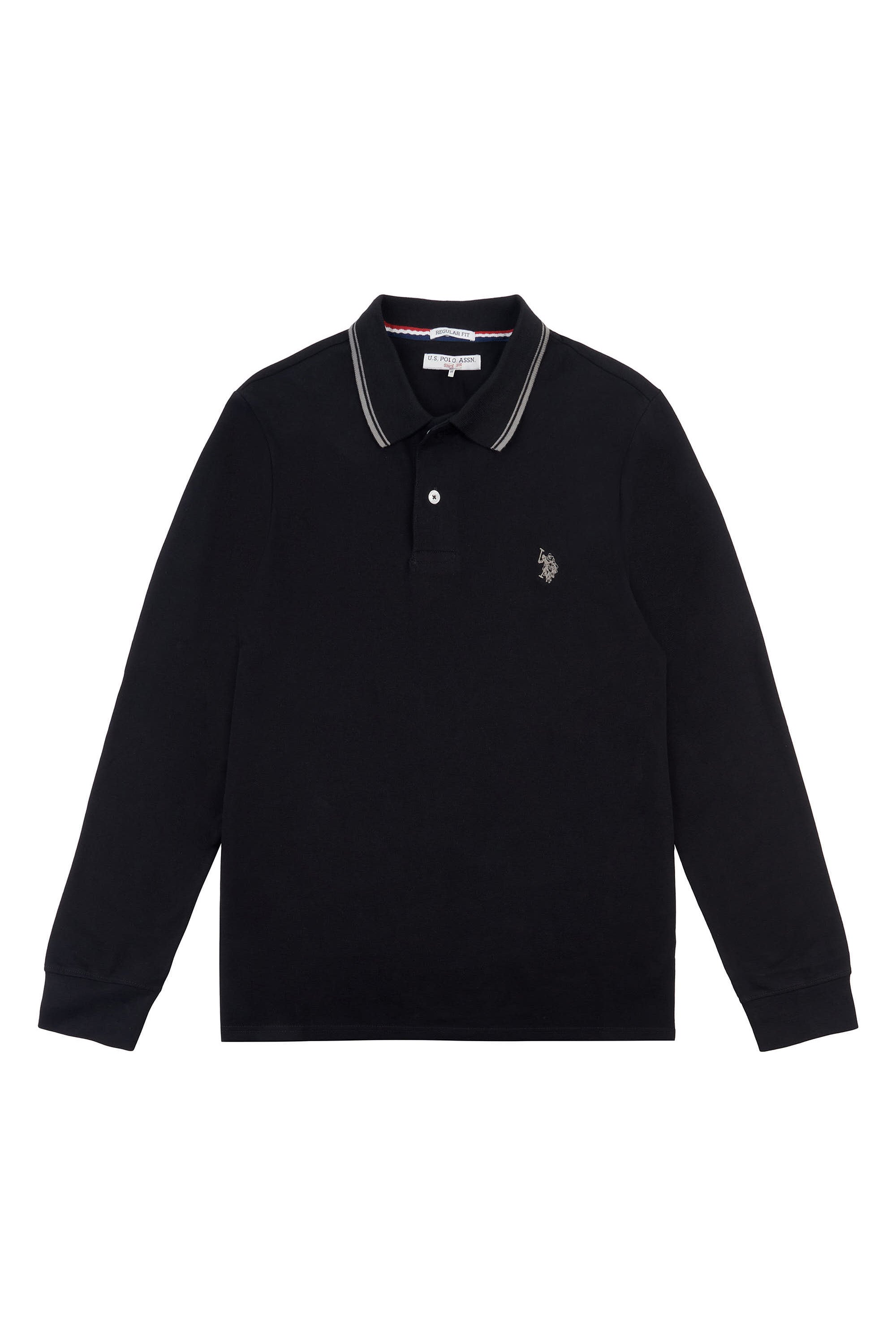 Mens Twin Tipped Pique Polo Shirt in Black