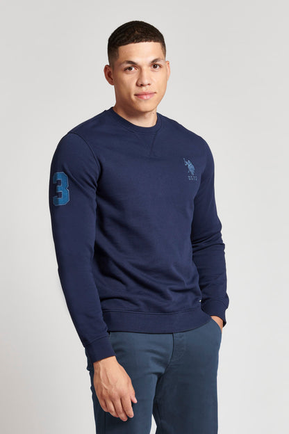 U.S. Polo Assn. Mens Player 3 Crew Neck Sweatshirt in Navy Blue