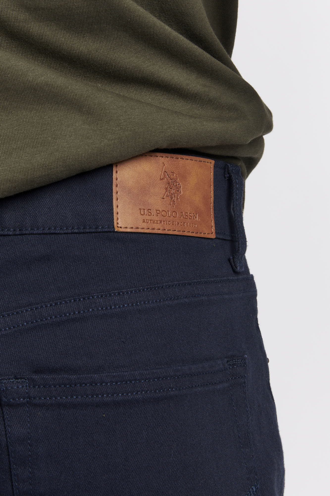 Mens 5 Pocket Slub Twill Trousers in Navy Blue