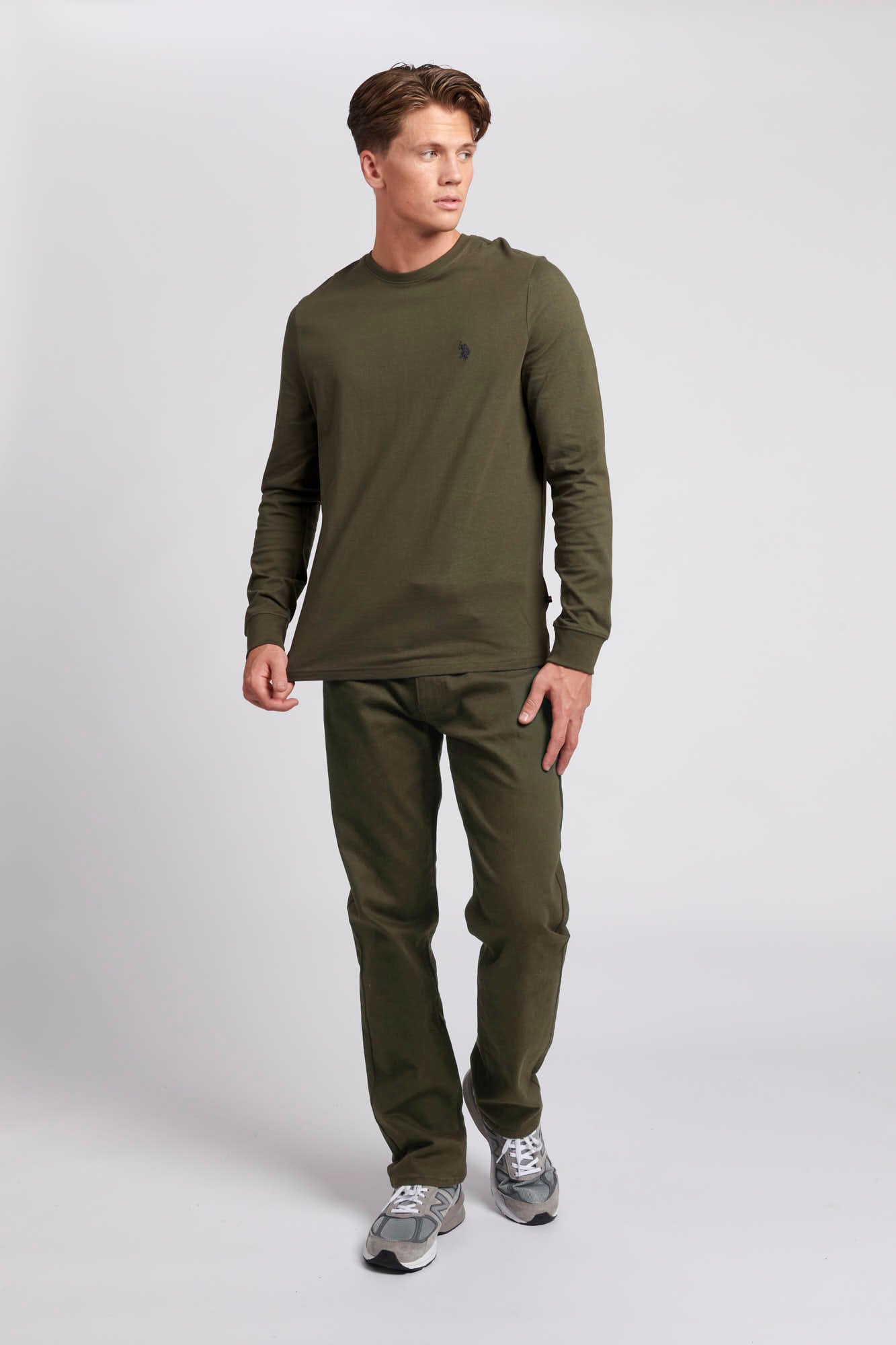 Mens 5 Pocket Slub Twill Trousers in Forest Night