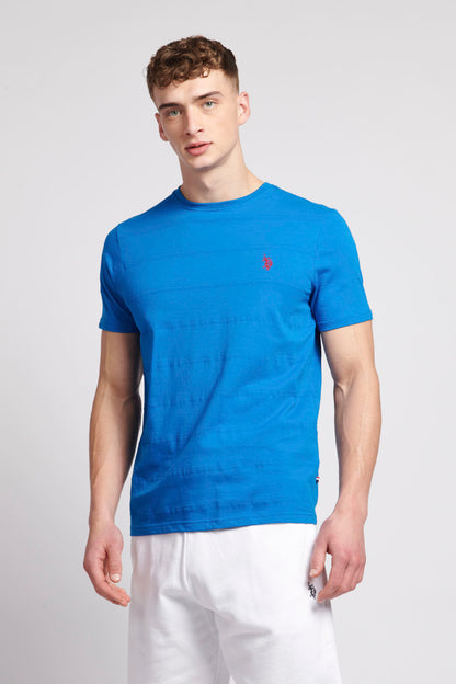 U.S. Polo Assn. Mens Texture Stripe T-Shirt in Directoire Blue