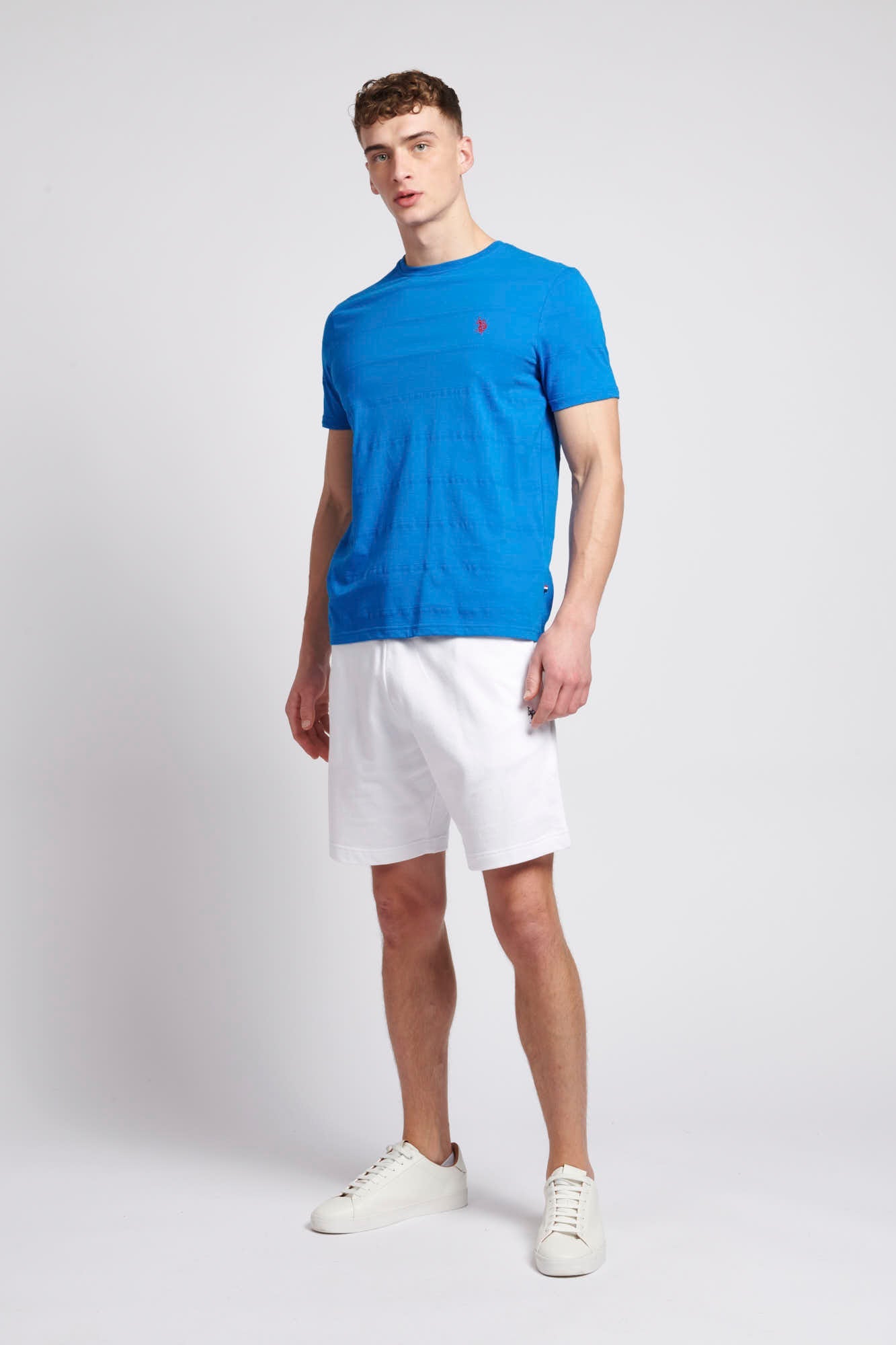 Mens Texture Stripe T-Shirt in Directoire Blue