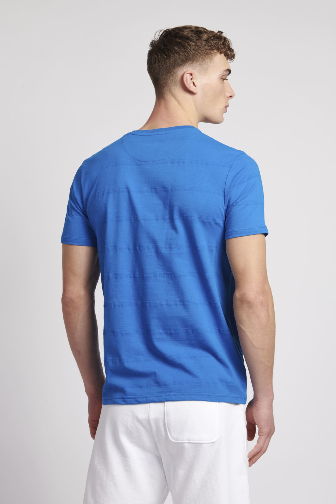 Mens Texture Stripe T-Shirt in Directoire Blue