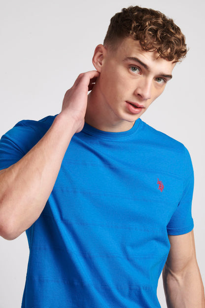 Mens Texture Stripe T-Shirt in Directoire Blue