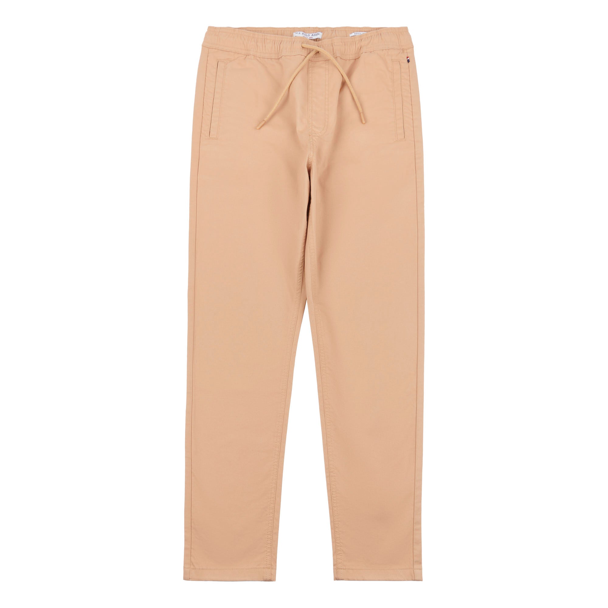 Mens Drawstring Waist Casual Trousers in Tan