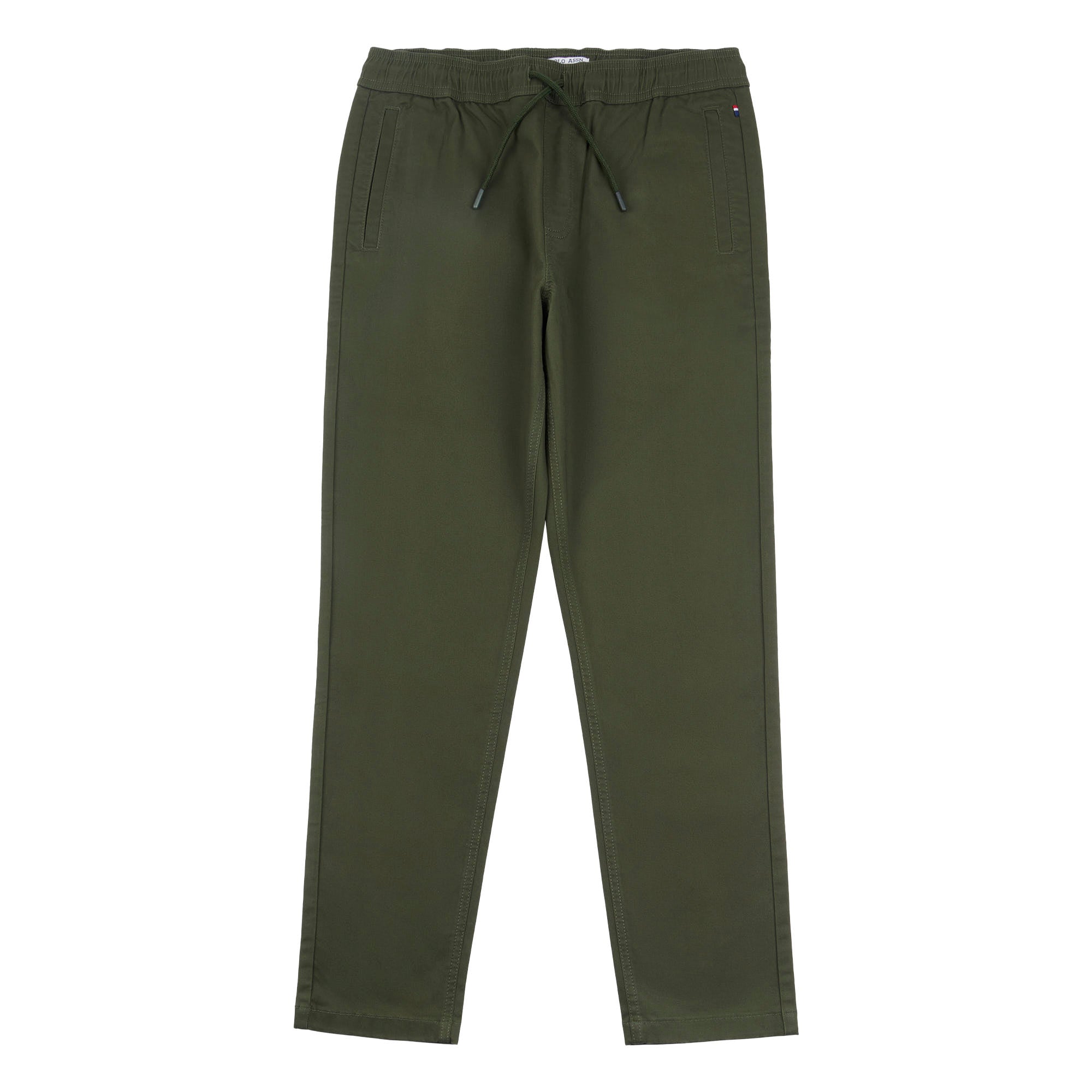 Mens Drawstring Waist Casual Trousers in Forest Night