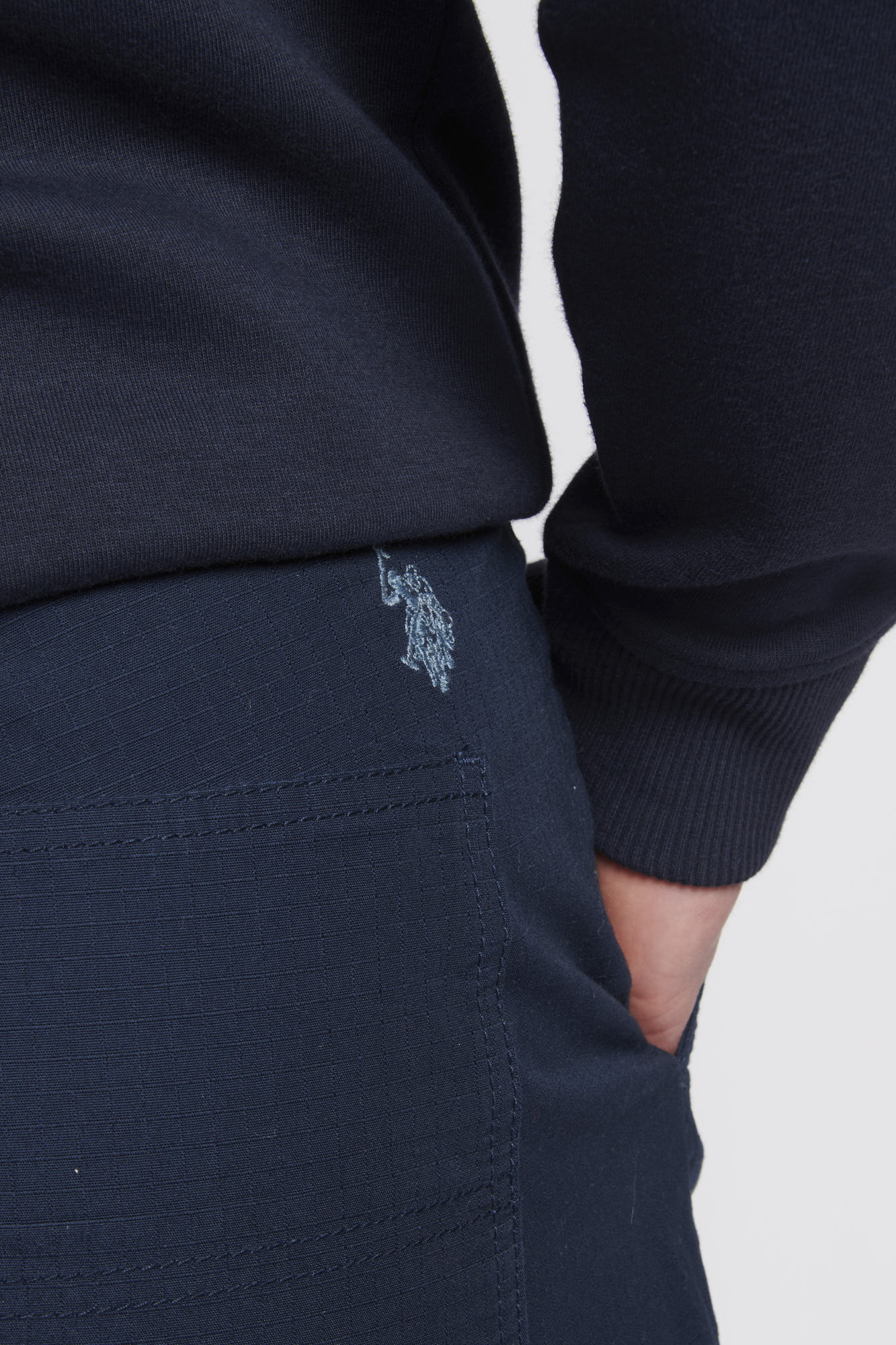 Mens Ripstop Cargo Trousers in Navy Blue