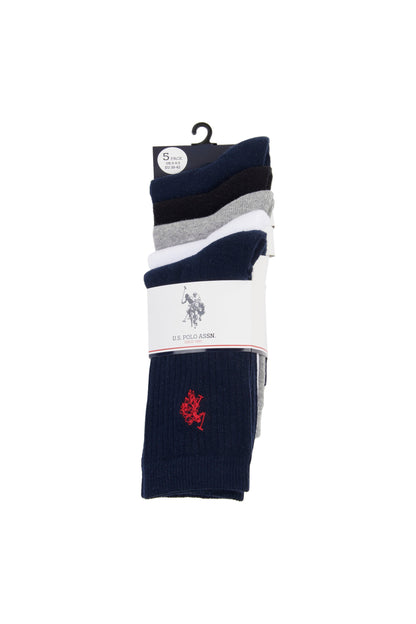 5 Pack Sport Socks in Navy Blazer / Haute Red