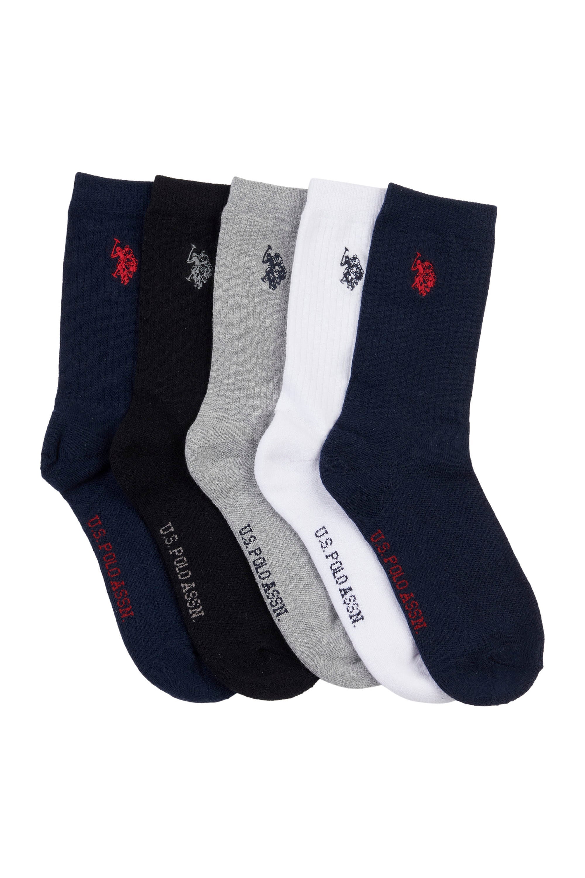 U.S. Polo Assn. 5 Pack Sport Socks in Navy Blazer / Haute Red