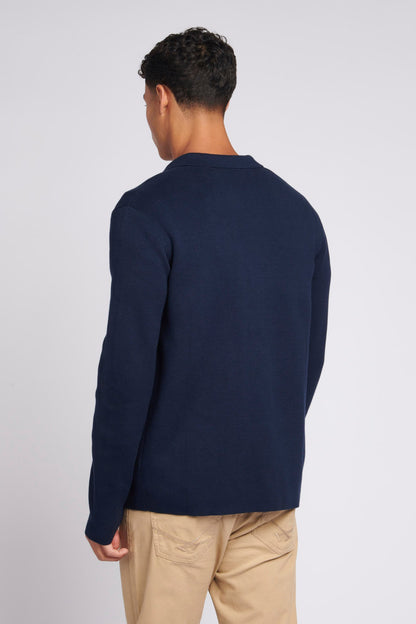 Mens Knitted Shacket in Navy Blue