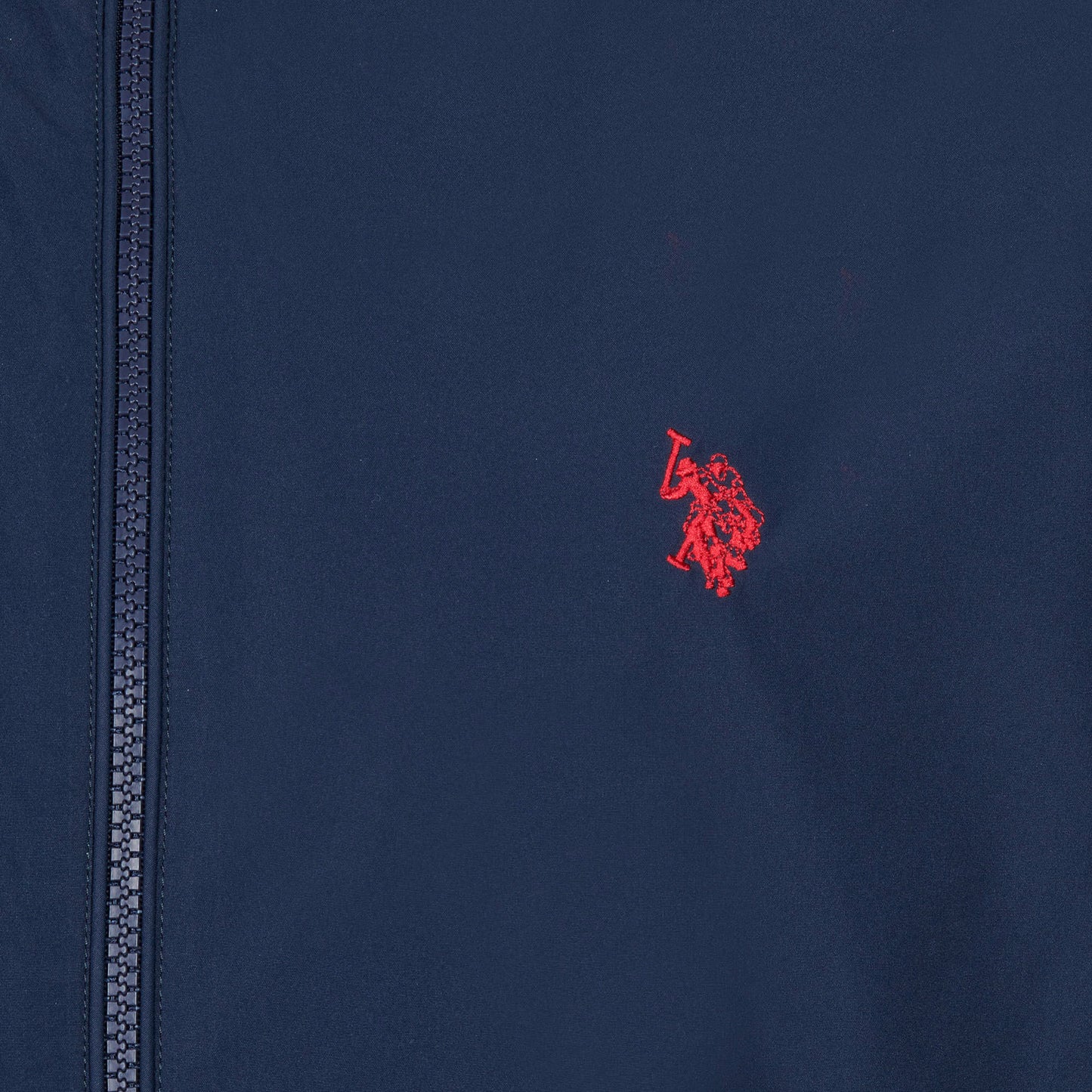 Mens Zip-Through Hooded Coat in Navy Blazer / Haute Red