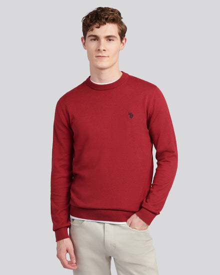 Mens Cotton Crewneck in Tibetan Red