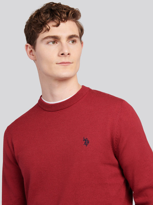 Mens Cotton Crewneck in Tibetan Red