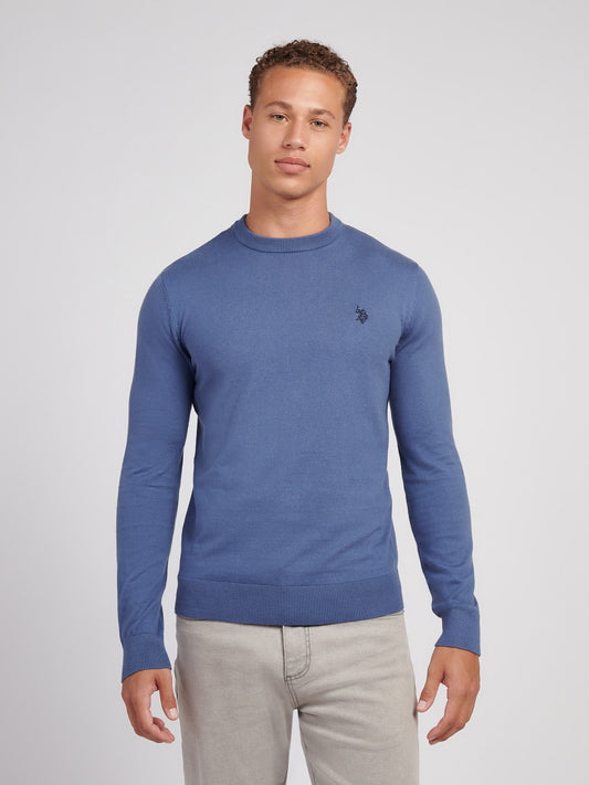 Mens Cotton Crewneck in Vintage Indigo
