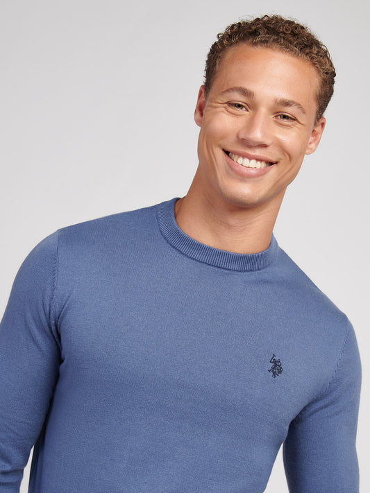 Mens Cotton Crewneck in Vintage Indigo