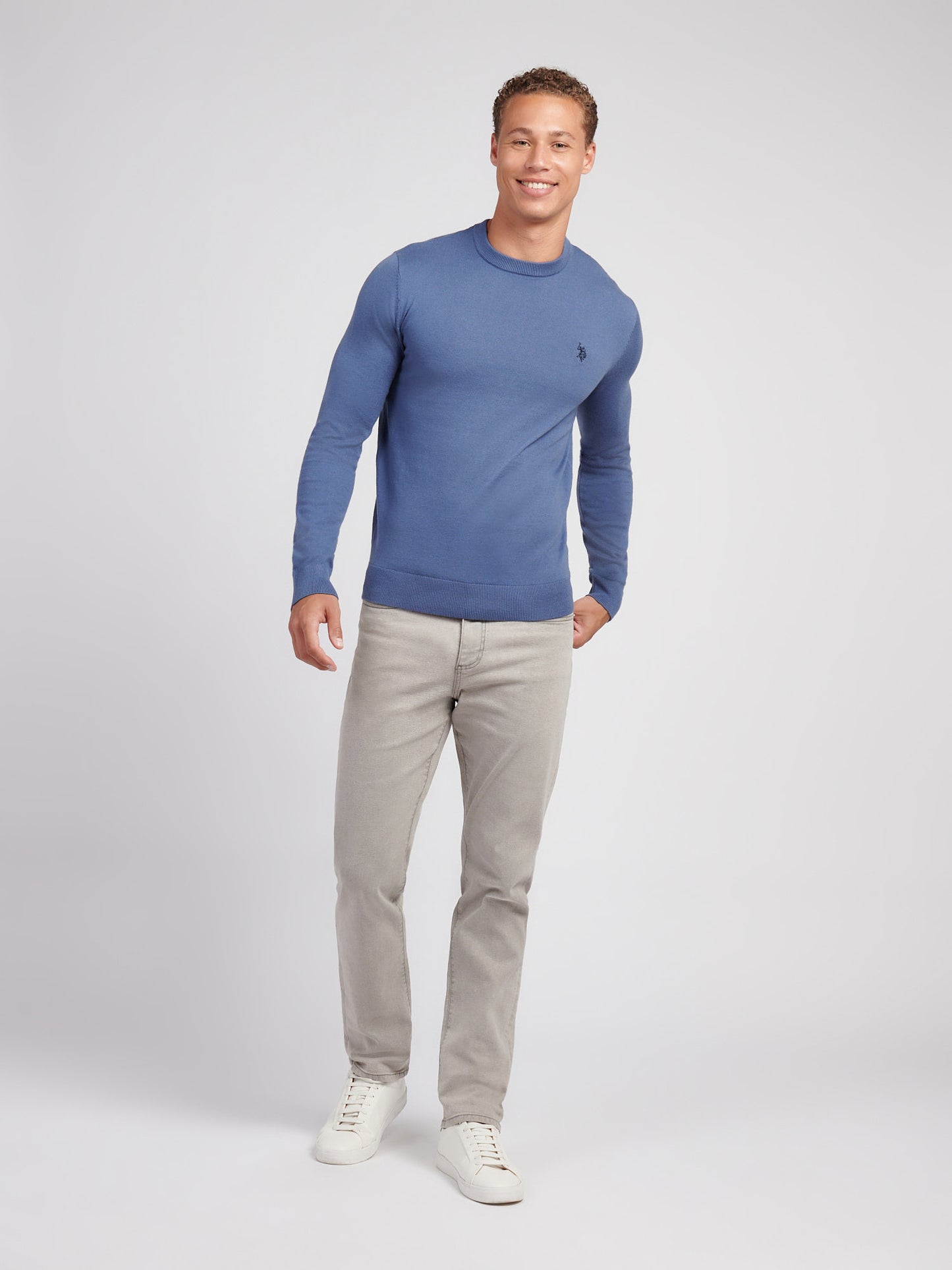 Mens Cotton Crewneck in Vintage Indigo
