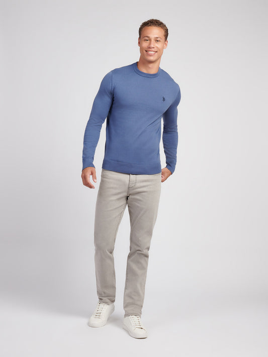 Mens Cotton Crewneck in Vintage Indigo