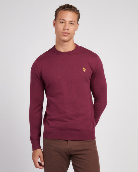 Mens Cotton Crewneck in Grape Wine