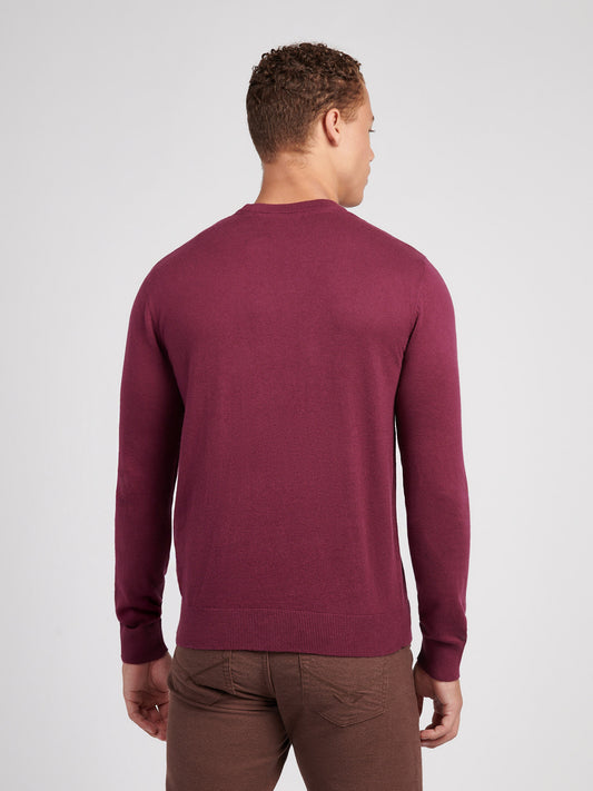 Mens Cotton Crewneck in Grape Wine