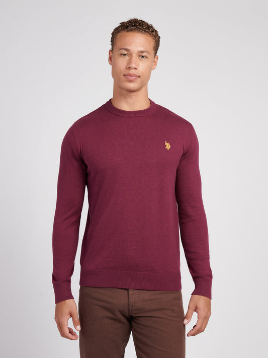 Mens Cotton Crewneck in Grape Wine