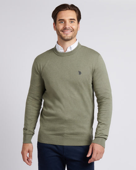 Mens Cotton Crewneck in Mulled Basil