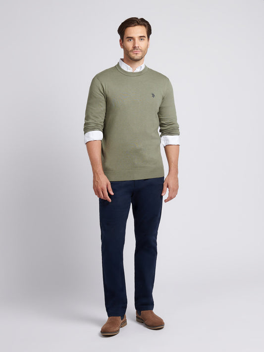 Mens Cotton Crewneck in Iceberg Green